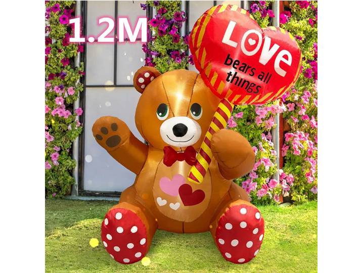Décoration de cour gonflable pour saint-valentin, 1.2M, ours avec amour, cœur doux, jouets d'extérieur romantiques et mignons, décorations pour le jour de mariage