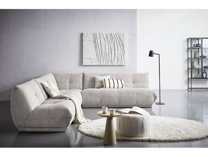 Sofaelement Eckmodul Nielson Grau Cordstoff Riffka 105 x 80 x 105cm Landhaus