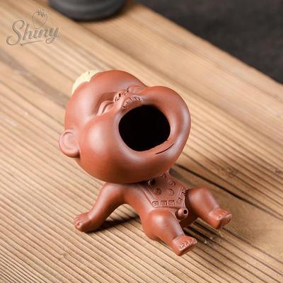 Rare Purchases Purple Sand Tea Pet Boy Peeing Toy, Fun Decorative Ornaments For Tea Table, High Quality Tea Toy Set Accessory brown
