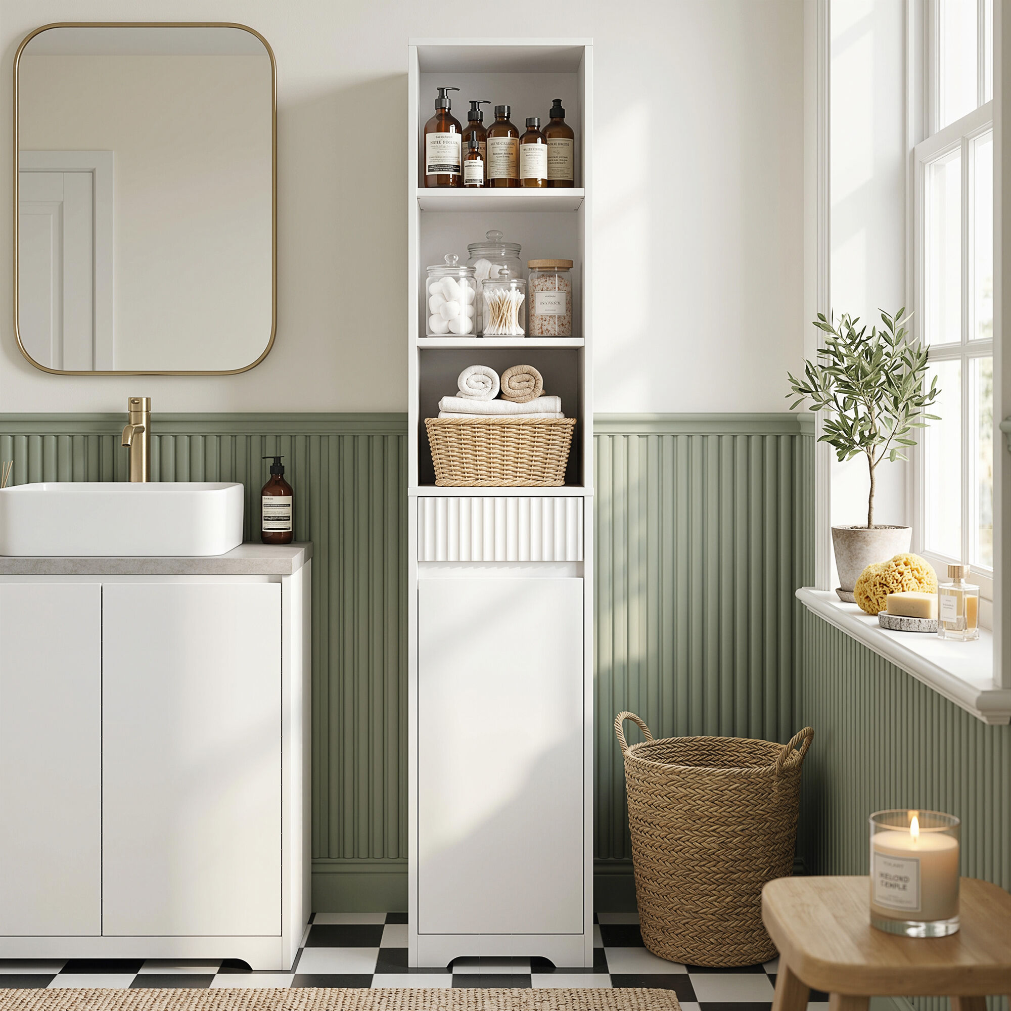 Altro Mobile Da Bagno Alto, Mobile Autoportante Con Ripiano Regolabile