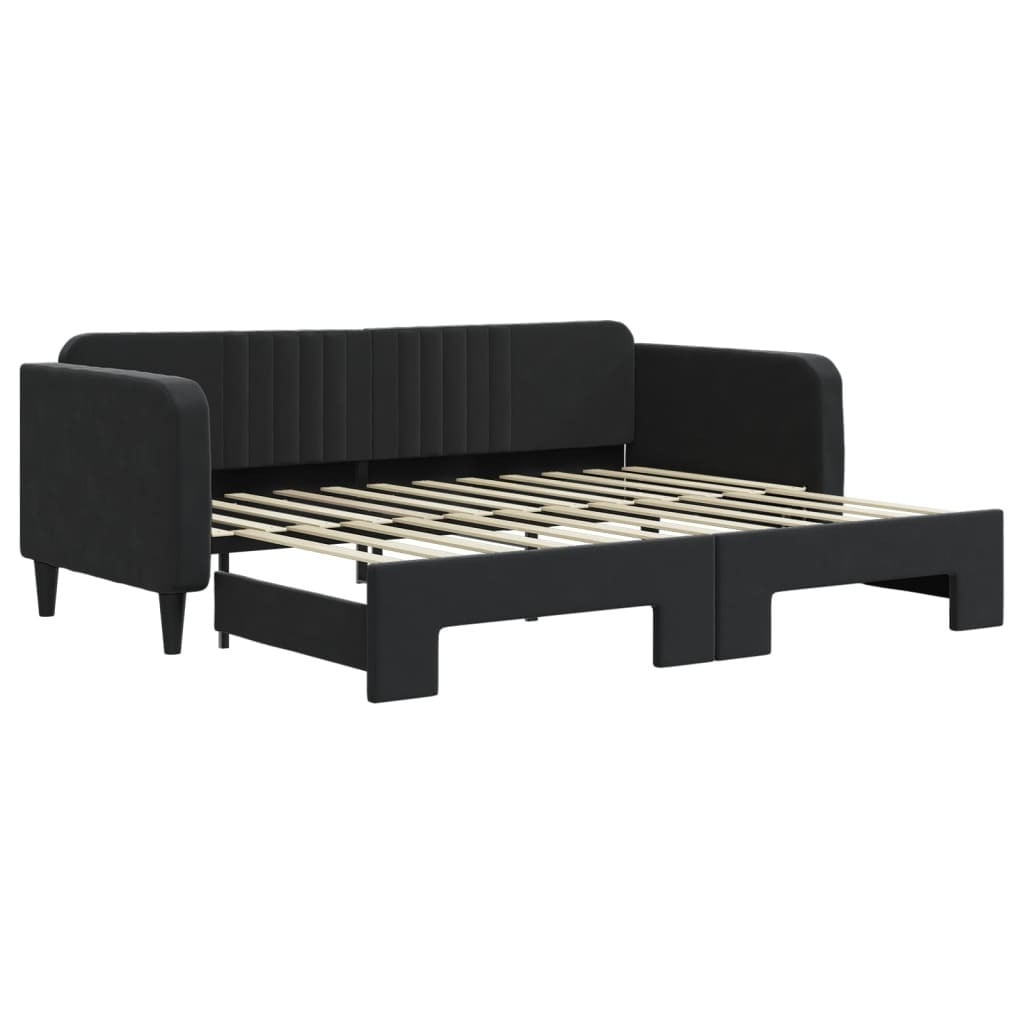 vidaXL Uitschuibaar dagbed zwart fluweel 90x200 cm