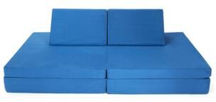 Costway 4-Piece Convertible Kids Couch Set with 2 Folding Mats-Blue