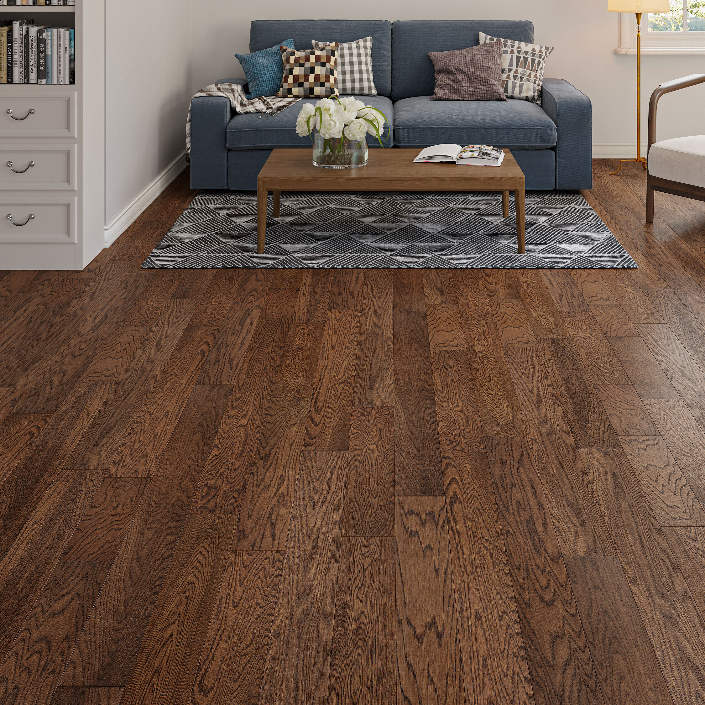 Luxury Flooring Dark Engineered Oak Brushed & Oiled Flooring - 14mm x 300-1200mm x 125mm