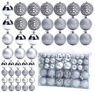 Inspire Essentials 100 Piece Shatterproof Christmas Ball Ornaments Set For Tree Decoration silver