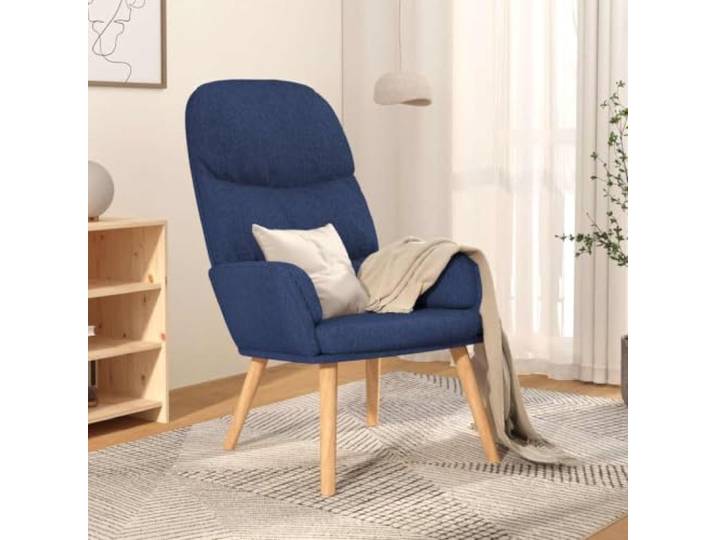 HEFZGDB Relaxsessel Blau Stoff Gepolstert mit Metallrahmen und Gummibaumholz Beinen für Wohnzimmer Komfort Sessel