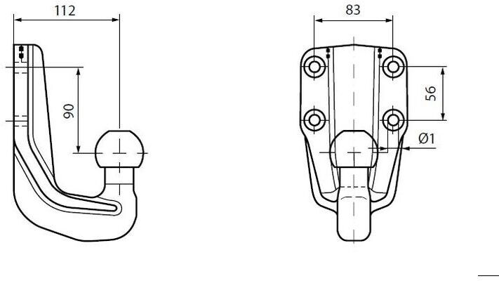 France Attelage Rotule standard 4 trous Brink avec visserie