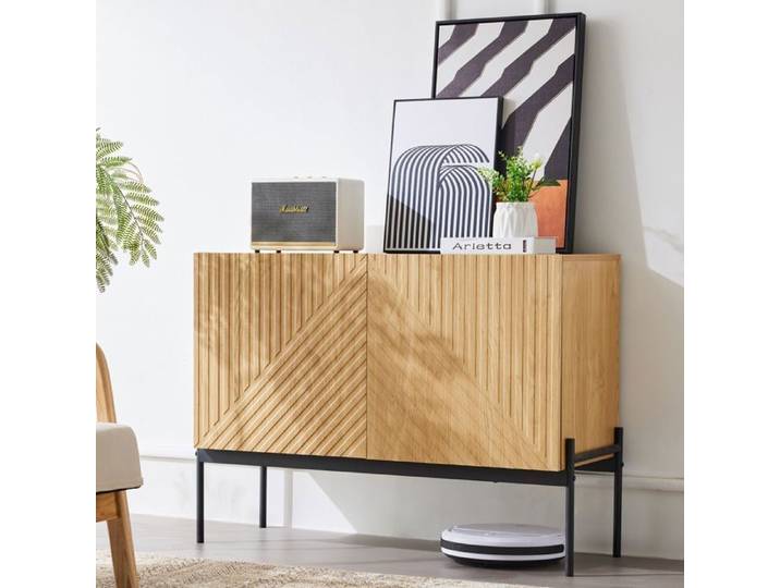 Buffet bas 75x100x40cm - 2 portes - Métal - Design scandinave moderne