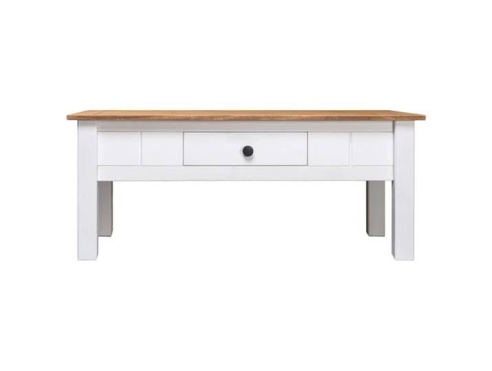 Table basse - MOO - Panama - Bois massif - Blanc - Tiroir intégré