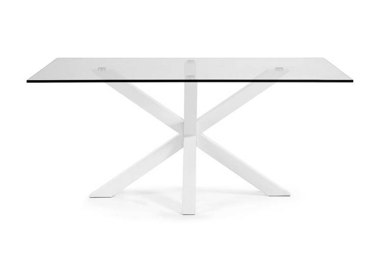 Esstisch ARGO 160 x 90 cm weiß /Klarglas
