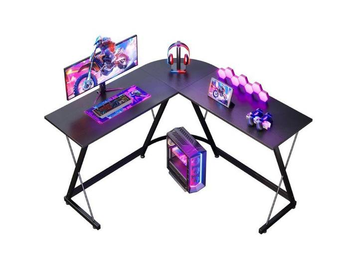 Coleshome Bureau Gaming d'angle Bureau en L avec Structure Stable 120x120cm Noir