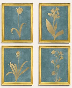 "Golden Botanicals Art - Spa & Gold Print VI, 27"" X 23"" - Ballard Designs"