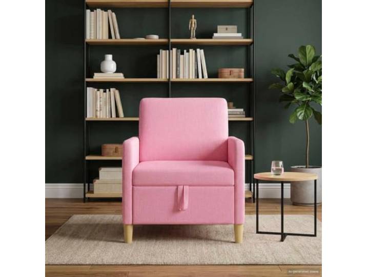 KTHLBRH Sofa mit Stauraum, Rosa, 72 x 78 x 87 cm, Polyester Erhöhter Sitz, Schaumstoff und Faser, Rahmen aus Metall, braune Beine, 1 Sitz