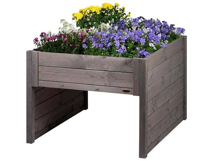 dobar® Grand Garage pour Robot Tondeuse en Bois avec bac à Plantes avec Film – Garage pour Tondeuse à Gazon – 79 x 73 x 56 cm – Anthracite