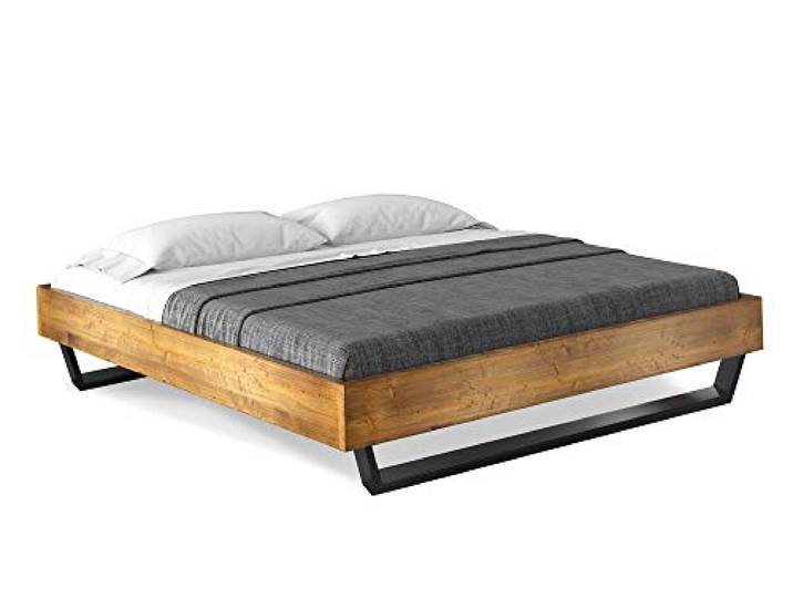 moebel-eins CURBY Massivholzbett Doppelbett Kufenbett ohne Kopfteil aus massiver Thermo -Fichte, hochwertige Verarbeitung, einfacher Aufbau, Made in Germany, 120 x 200 cm, Vintage