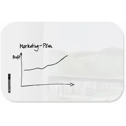 Sigel Glas-Whiteboard Artverum weiß abgerundete Ecken 1000x650x10mm.