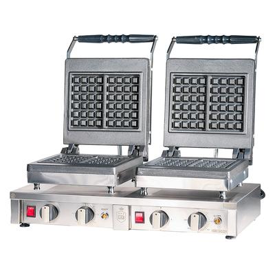 Romux® Waffeleisen Professional Elektrisch Doppelt Tischgerät aus Edelstahl 61x33 cm | Gussplatten - 8 Quadratische Waffeln - 4000 W