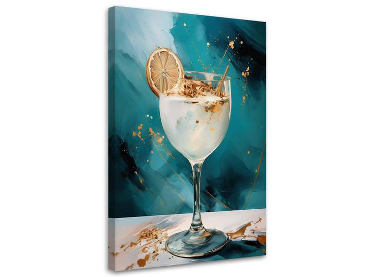 Feeby Leinwandbild Cocktail Glas Getränkebar 80x120cm, Türkis, Essen/Getränk, Rechteckig, 80x120 cm, Bilder & Rahmen, Bilder, Leinwandbilder