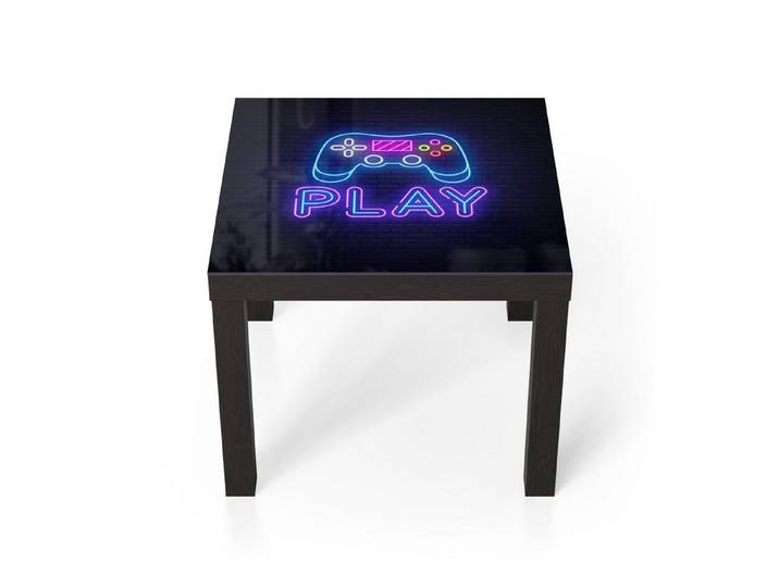 DEQORI Couchtisch 'Spielspaß im Neon', Glas Beistelltisch Glastisch modern