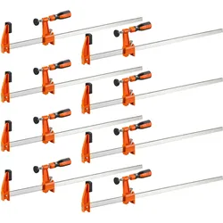 VEVOR Schraubzwingen 8er-Pack, 60,96 cm Öffnungsweite, F-Zwingen, 272 kg Klemmzwingen mit Kunststoffauflage & Selbstverriegelung, Gusseisen & Kohlenstoffstahl, für die Holz- & Metallbearbeitung