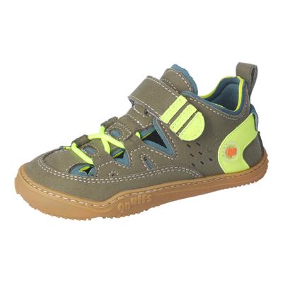 Barfußschuh QNUFFS "Lerche", Jungen, Gr. 30, Textil, braun (oliv, storm), Lederimitat, Textil, kontrastfarbene Details, Schuhe Barfußschuh, Sneaker, Halbschuh, Sneaker mit Namenschild an der Ferse
