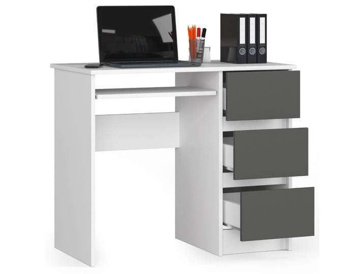 Schreibtisch 90cm mit 3 Schubladen und Tastaturauszug Computertisch Arbeitstisch