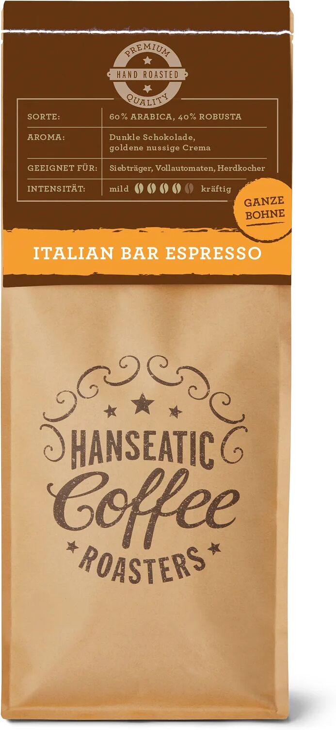 Hanseatic - Italian Bar Espresso - 1 kg Ganze Bohne - Intensität: 6/6