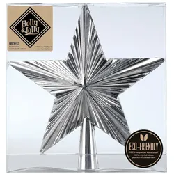 Holly & Jolly Christbaumspitze Stern Strukturiert 20cm Kunststoff - Winter Silver