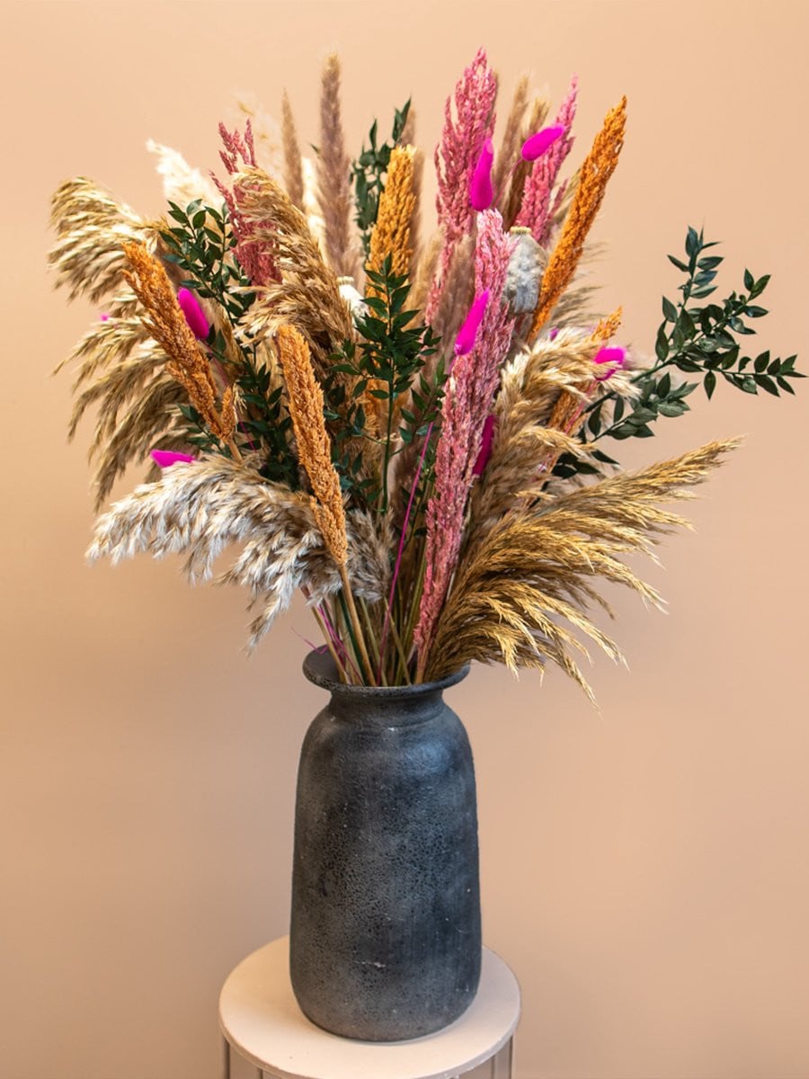 Droogboeket Fleur – Kleurrijk Landelijk Droogbloemen Boeket van Roselin Deco, 80 cm