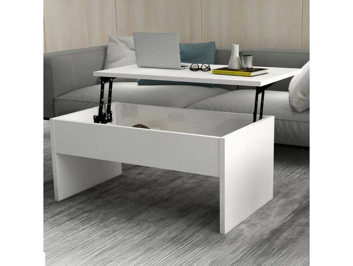 Table Basse Marinone Dmora en Bois Mélaminé Blanc 45x90x52h cm