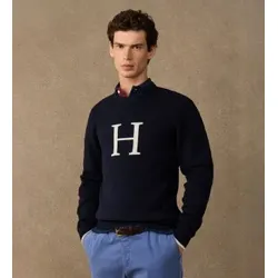 Hackett London für Herren. HM7000266 Pullover Icon Kt Crew marineblau (L), Lässig, Wolle, Klassisch