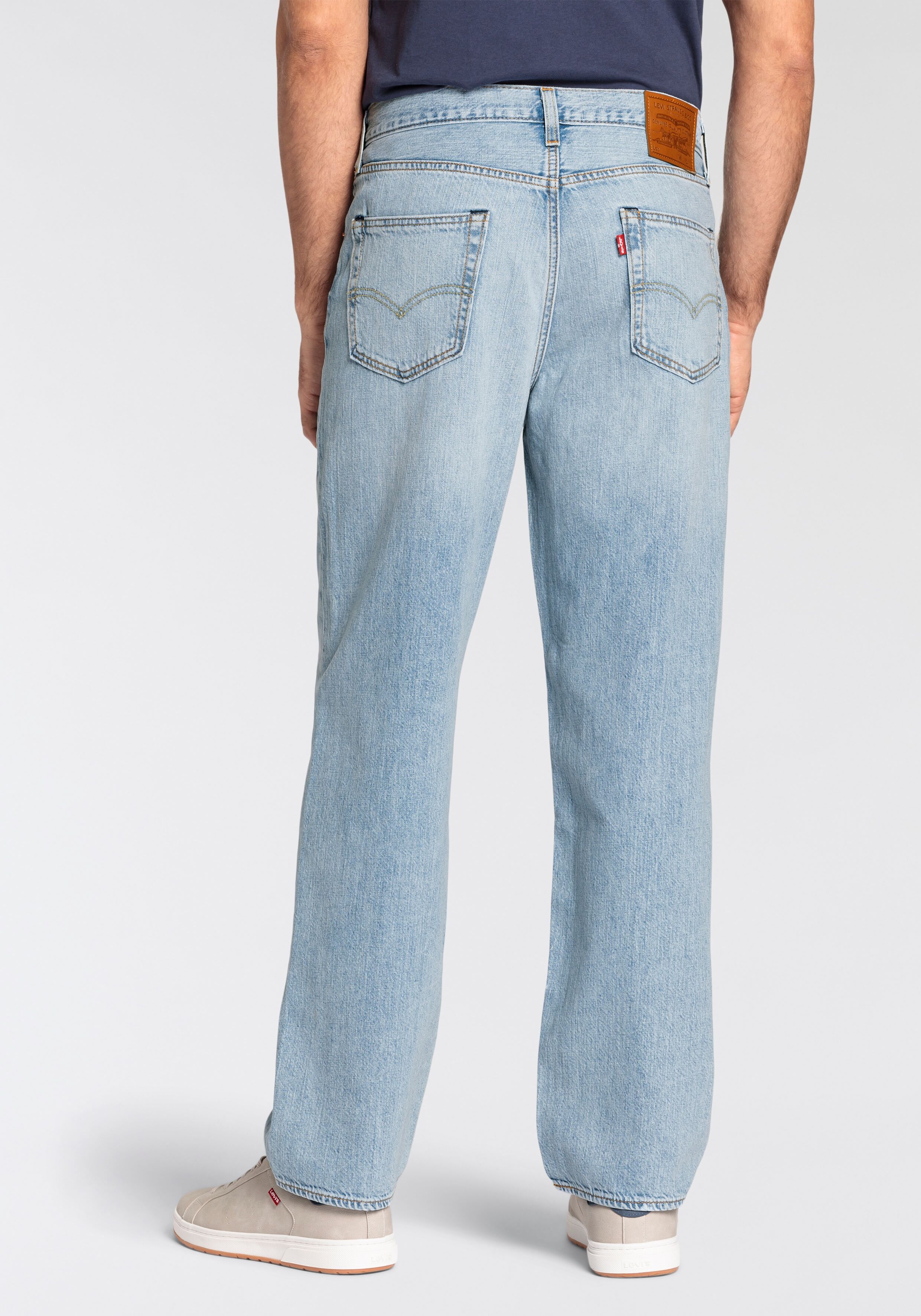 Loose-fit-Jeans LEVI'S "568 STAY LOOSE", Herren, Gr. 28, Länge 32, blau (varsity academia ltw), Denim/Jeans, Obermaterial: 82% Baumwolle, 18% Leinen, loose fit lang, Jeans Loose-fit-Jeans, mit Leinenanteil varsity academia ltw 28, Länge 32