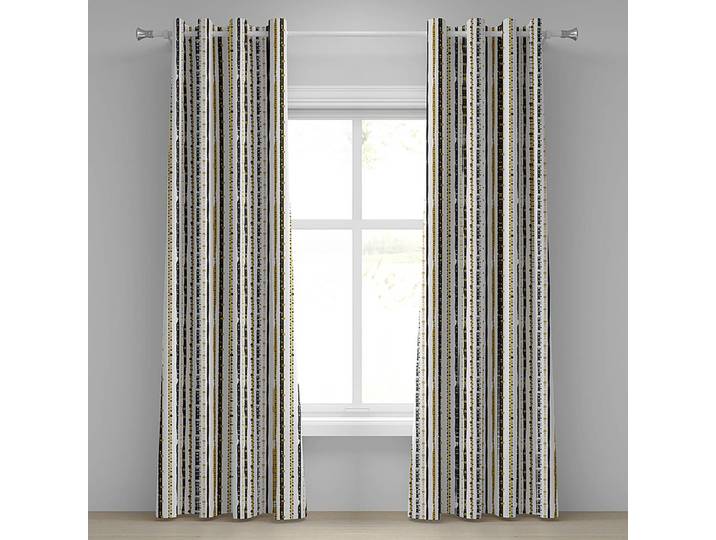 Ösenvorhang Victorian 2er-Set 245cm Schwarz/Schwarz/Gold