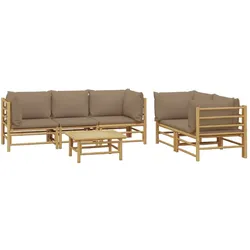 Helloshop26 - Gartenmöbelset Outdoor-Möbel 6-teilig mit Kissen taupefarbener Bambus 02_0016944