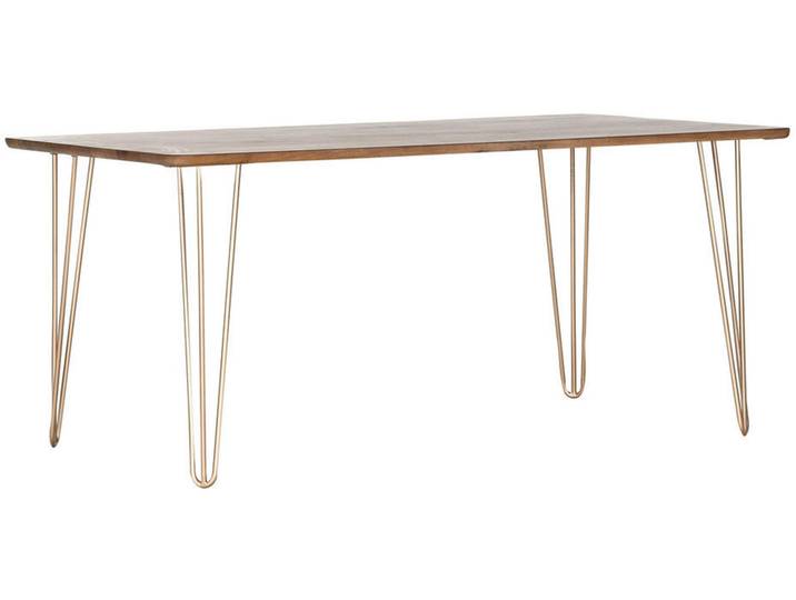 Landscape Esstisch, Braun, Gold, Holz, Mangoholz, massiv, rechteckig, 90x76x160 cm, Esszimmer, Tische, Esstische