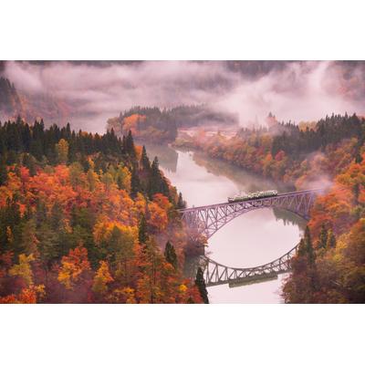 Fototapete PAPERMOON "Photo-Art KEI SASAKI, HERBST TADAMI LINE", bunt, B:4m L:2,6m, Vlies, Tapeten