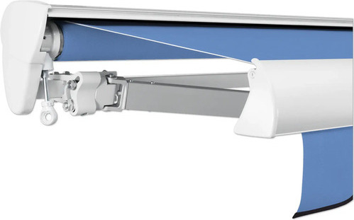 SOLUNA Halbkassettenmarkise Classic 4x2 Dessin S2828 Gestell E6EV1 silber eloxiert Antrieb links inkl. Kurbel