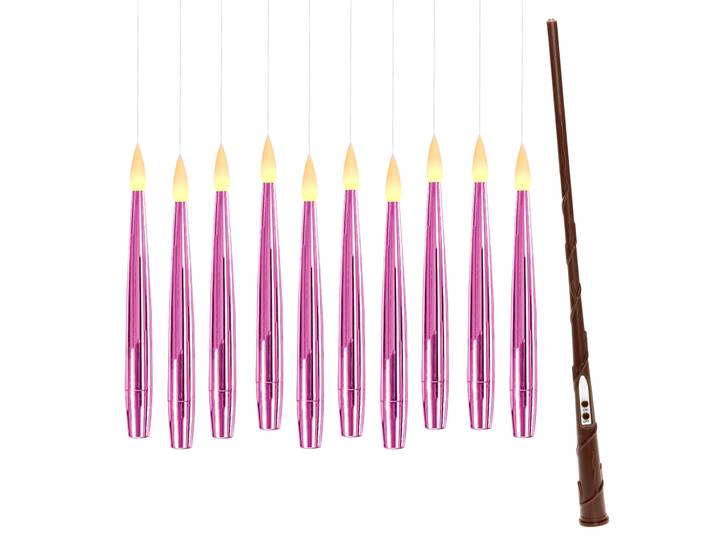 OTTO HOME LED Dekolicht 10 Schwebende LED Tafelkerze mit Zauberstab Korrinna , chrom rosa, 10, Ø 1,5cm, 11 Stk., Leuchten, mit Zauberstab als Fernbedienung, LED Dekolicht