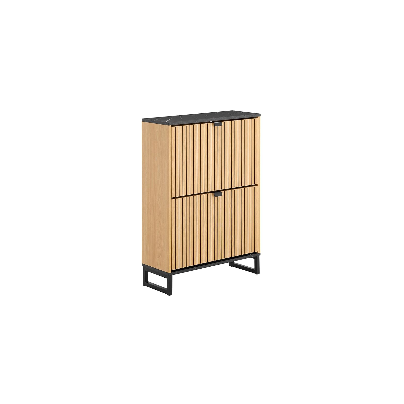 SoBuy Schuhschrank mit 2 Türen Holzfarbe 60x24x88,5cm Nordisch