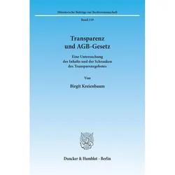 Transparenz und AGB-Gesetz., Fachbücher von Birgit Kreienbaum