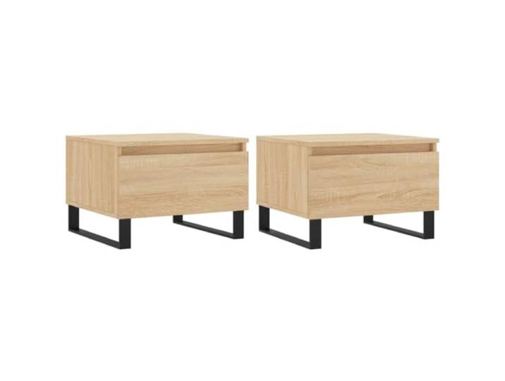 Couchtische 2 St. Sonoma Eiche 50x46x35cm Beistelltisch mit Schublade, Metallfüße, Getränkeplatte, Holzwerkstoff, leicht zu reinigen