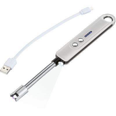 Stabanzünder MAXIMEX "LED Lichtbogen-Feuerzeug", silber (silberfarben), B:2,5cm H:22,5cm L:1,5cm, Kunststoff, Feuerzeuge, mit elektrischem Anzünder, ohne Gas, Flammen und Nachfüllen