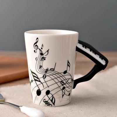 KitchenCuration Novelty Guitar Ceramic Mug Perfect Gift For Musicians   Ceramic Guitar Cup With Musical Notes Piano