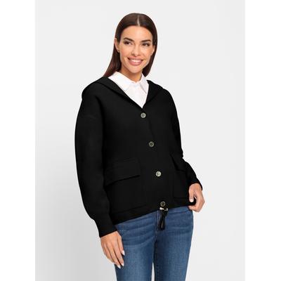 Strickjacke HEINE, Damen, Gr. 36, schwarz, 100% Polyamid, unifarben, Strickjacken Strickjacke
