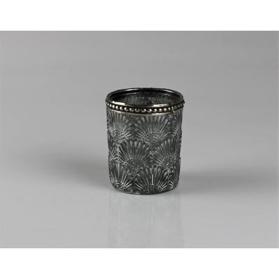 Teelichthalter AM DESIGN "aus Glas", silber (grau), B:6,5cm H:6,5cm, Glas, Kerzenhalter, Teelichthalter, 6er Set, BxH: 6,5x6,5 cm