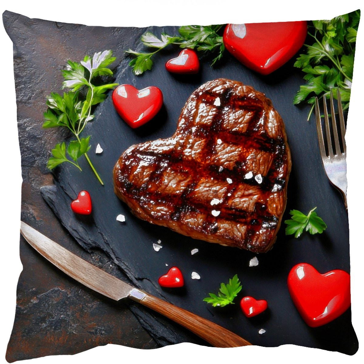 Sierkussen Steak Hart Bestek - 60 x 60 cm