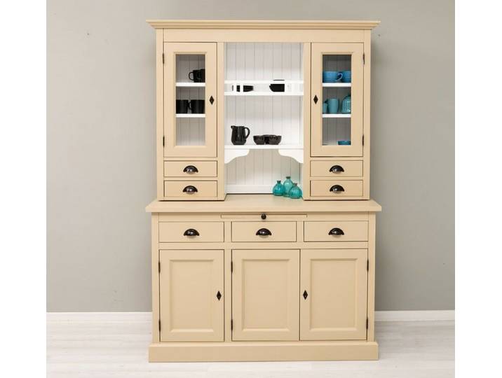 Landhaus-Buffetschrank beige und weiß