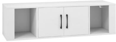 Costway Wall Mounted Floating 2 Door Desk Hutch Storage Shelves-White