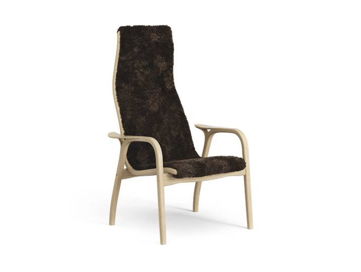 Swedese Lamini Kindersessel lackierte Eiche/Schaffell Espresso (braun)
