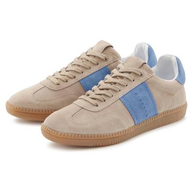 Sneaker ELBSAND "Freizeitschuh, Schnürschuh, Turnschuh, Retro Sneaker, Lederschuh", Damen, Gr. 38, Textil, beige, Obermaterial: 100% Rindsleder. Decksohle: 100% Textilmaterial. Futter: 100% Textilmaterial. Laufsohle: 100% Synthetik, unifarben mit...