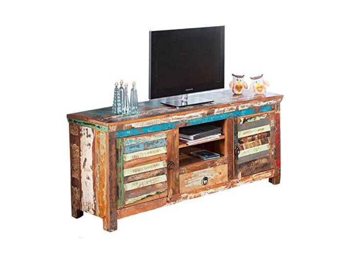 invicta INTERIOR Massives TV-Board Jakarta 150cm recyceltes Massiv Holz Unikat Fernsehtisch Holztisch Wohnzimmer Fernsehschrank Massivholz